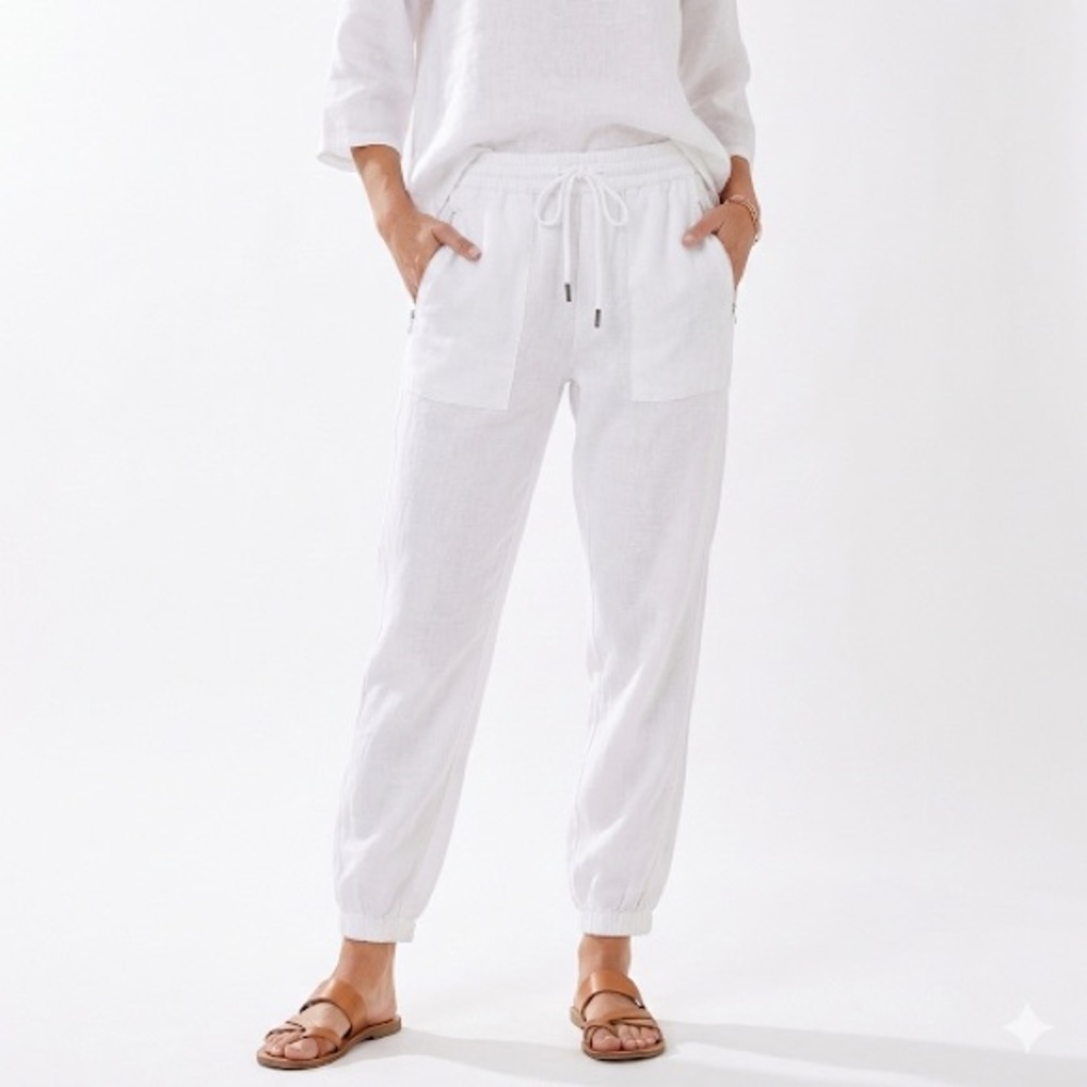 Athleta Women Retreat Linen Jogger Pants White Size 4